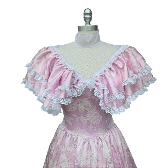 Gunne Sax Vintage 80s Purple Princess Dress Size S 9 Lace Southern Belle - Picture 4 of 12